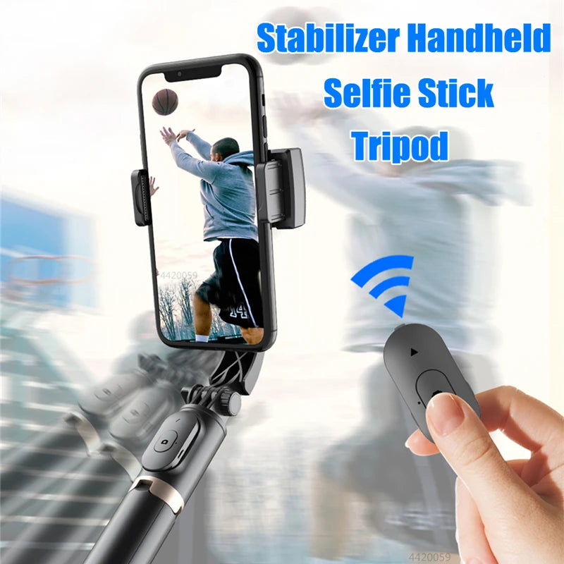 Roreta 2023 Gimbal Stabilizer Selfie Stick – Foldable Wireless Tripod, Bluetooth Shutter, for iOS & Android | UniqSnaz