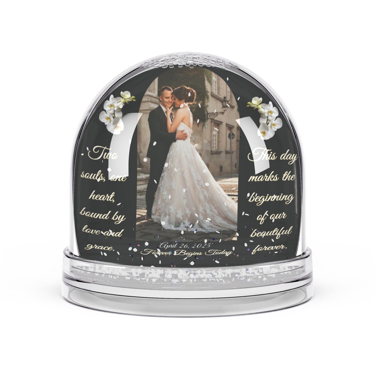 Personalized Wedding Snow Globe – Custom Photo, Quote & Date Keepsake Gift for Couples