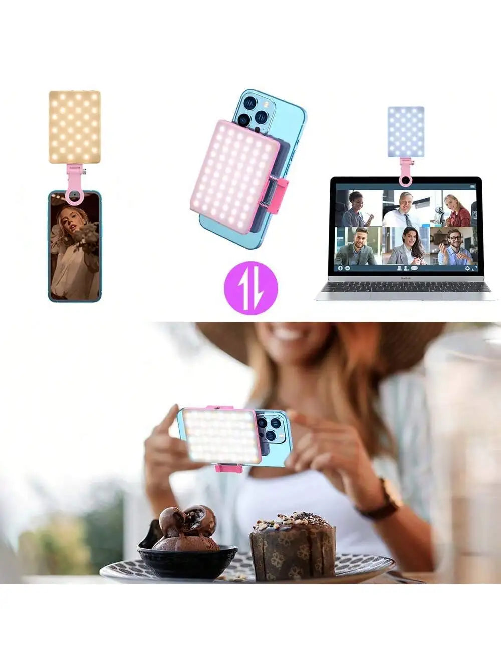 Dual-Clip Selfie Light for Phone, Laptop & Tablet – 3-Mode Adjustable LED Ring Light