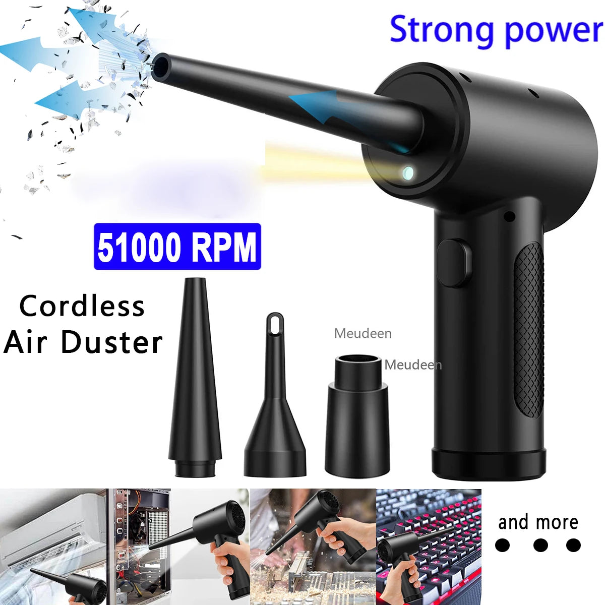 Electric Wireless Air Duster – 51000RPM Compressed Air Blower, Type-C Rechargeable | UniqSnaz
