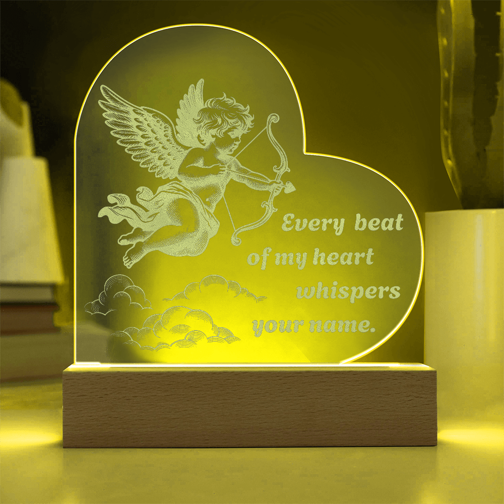 Cupid Heart LED Night Light – “Every Beat of My Heart Whispers Your Name” Romantic Gift