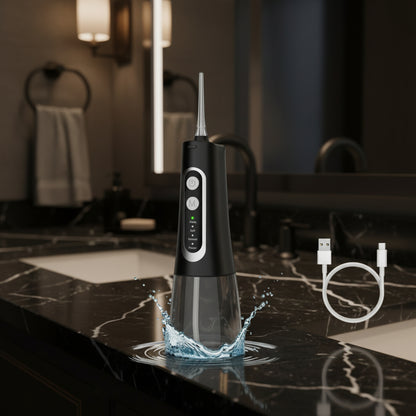 Black & White Oral Irrigator – Deep Cleaning Water Flosser for Healthy Gums