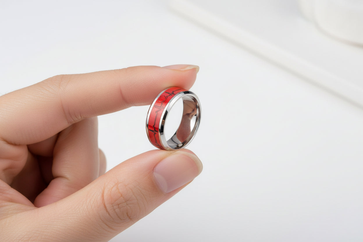 Glowing Heartbeat Stainless Ring
