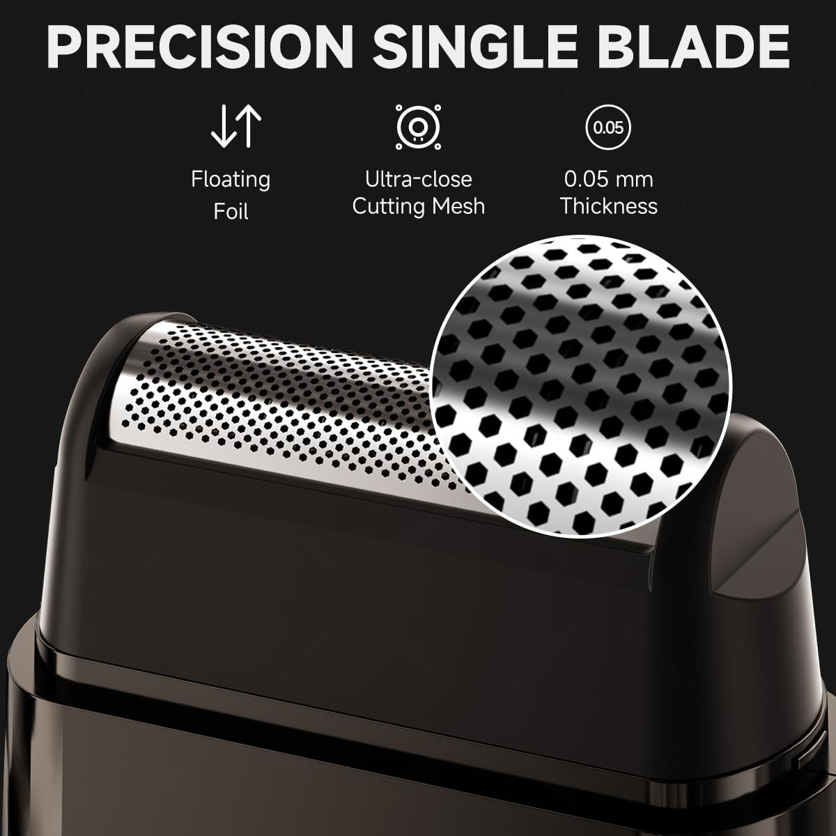 Ultra-Portable Electric Shaver with Precision Floating Blade & Pop-Up Trimmer