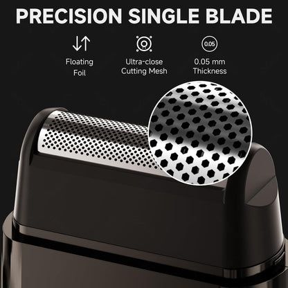 Ultra-Portable Electric Shaver with Precision Floating Blade & Pop-Up Trimmer