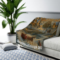 Personalized Christmas Village Blanket – Custom Family Name Holiday Throw, Cozy Winter Scene Keepsake 2025