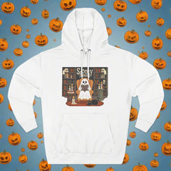 Cozy Spooky Ghost Fleece Hoodie – Cute Halloween Fall Gift