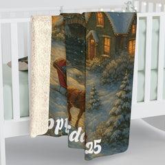 Personalized Christmas Village Blanket – Custom Family Name Holiday Throw, Cozy Winter Scene Keepsake 2025