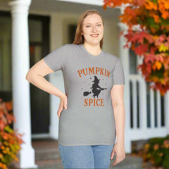 “Pumpkin Spice Witch T-Shirt | Cozy Fall Graphic Tee, Halloween Style”