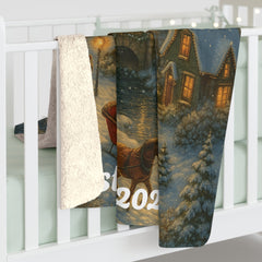 Personalized Christmas Village Blanket – Custom Family Name Holiday Throw, Cozy Winter Scene Keepsake 2025