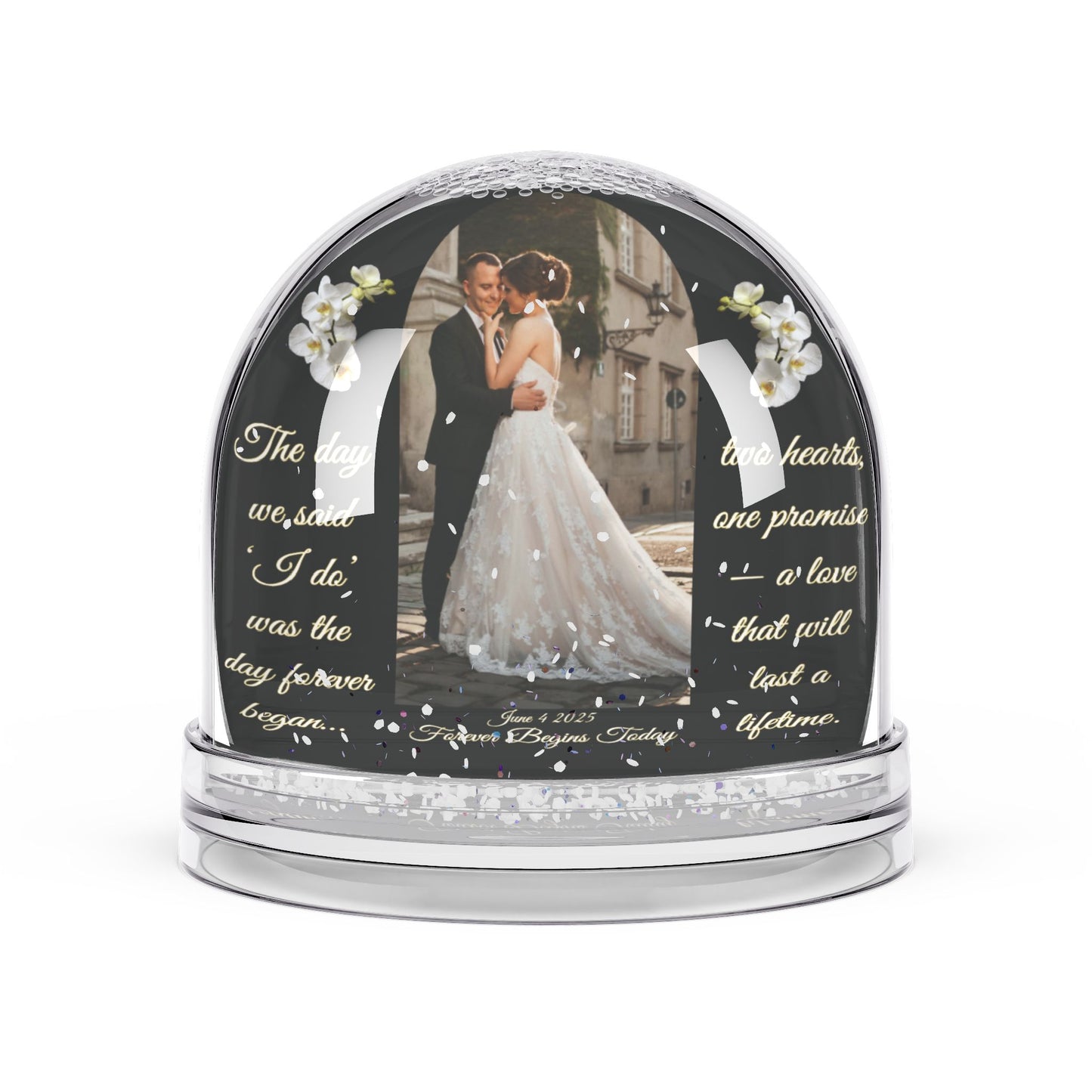 Personalized Wedding Snow Globe – Custom Photo, Quote & Date Keepsake Gift for Couples