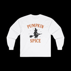 “Halloween Witch Long Sleeve Tee | Cozy Pumpkin Spice Fall Fashion”
