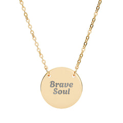 Brave Soul Black Pendant Necklace – Inspirational Engraved Gift for Women