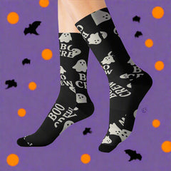 Boo Crew Socks – Cozy Ghost Halloween Crew-Length Socks