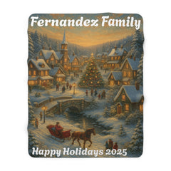 Personalized Christmas Village Blanket – Custom Family Name Holiday Throw, Cozy Winter Scene Keepsake 2025