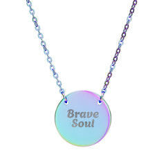 Brave Soul Black Pendant Necklace – Inspirational Engraved Gift for Women