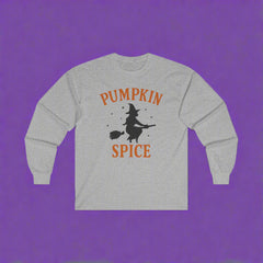 “Halloween Witch Long Sleeve Tee | Cozy Pumpkin Spice Fall Fashion”
