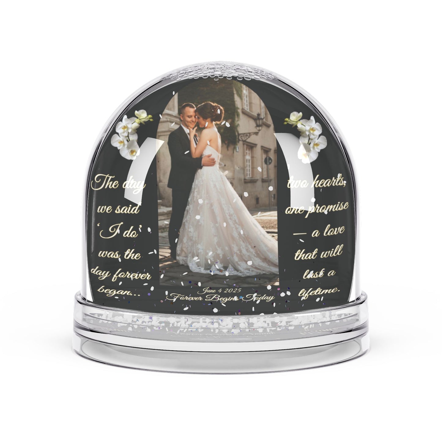 Personalized Wedding Snow Globe – Custom Photo, Quote & Date Keepsake Gift for Couples