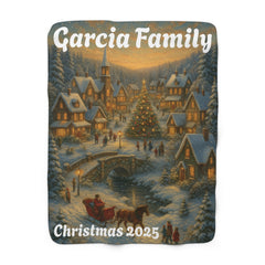 Personalized Christmas Village Blanket – Custom Family Name Holiday Throw, Cozy Winter Scene Keepsake 2025