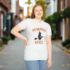 “Pumpkin Spice Witch T-Shirt | Cozy Fall Graphic Tee, Halloween Style”