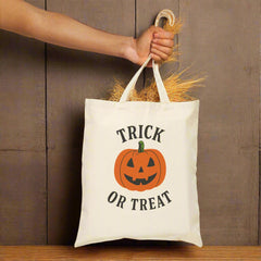 “Halloween Trick-Or-Treat Cotton Canvas Tote | Eco-Friendly Pumpkin Shopper”