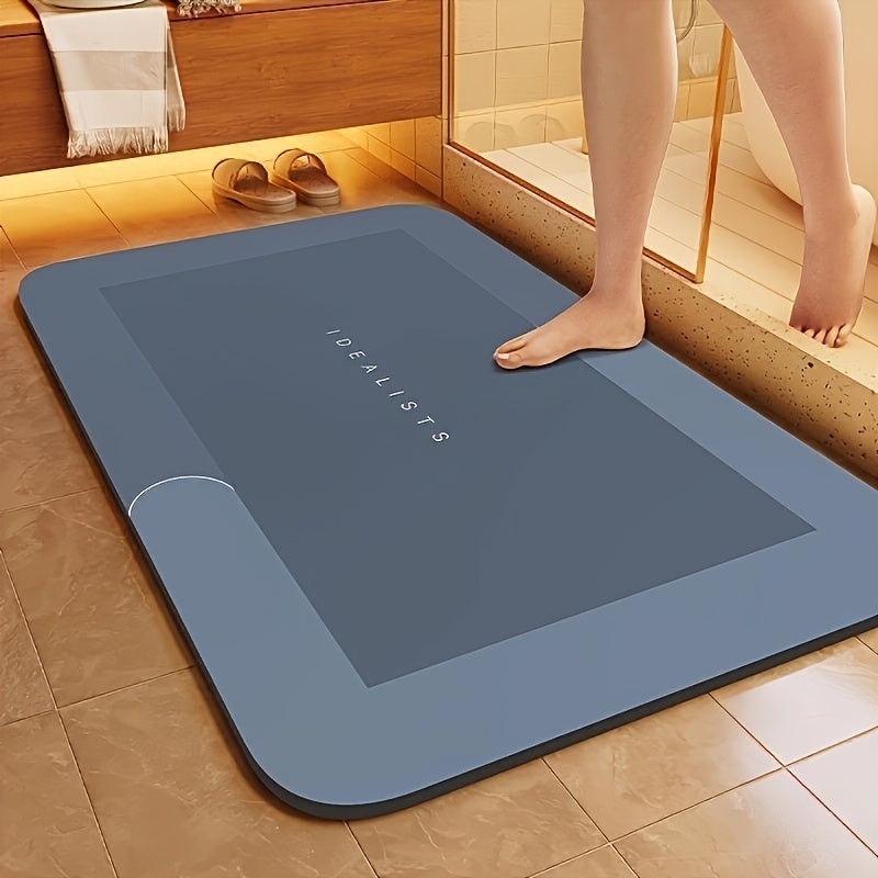 Non-Slip Quick-Dry Diatomite Bathroom Rug with Clover Pattern, 50x80cm