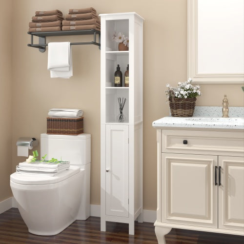 66.9" Slim Bathroom Cabinet with Shelves & Doors