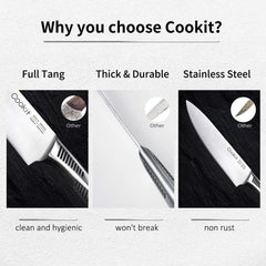15-Piece German Stainless Steel Kitchen Knife Set with Block, Scissors & Sharpener