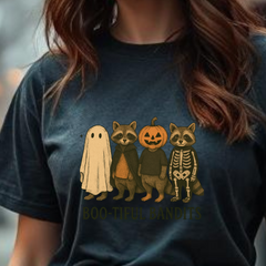 “Boo-tiful Bandits Raccoon Tee – Cute Halloween Graphic T-Shirt”