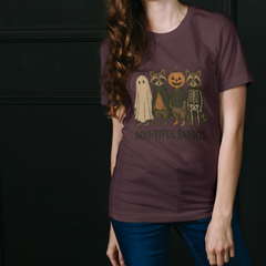 “Boo-tiful Bandits Raccoon Tee – Cute Halloween Graphic T-Shirt”