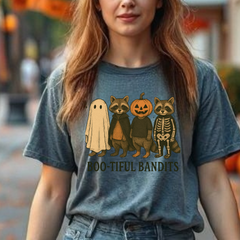 “Boo-tiful Bandits Raccoon Tee – Cute Halloween Graphic T-Shirt”
