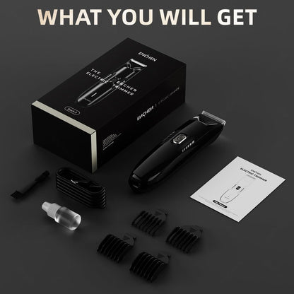 Men’s Electric Body Hair Trimmer – Waterproof, Ceramic Blades, and LED Light