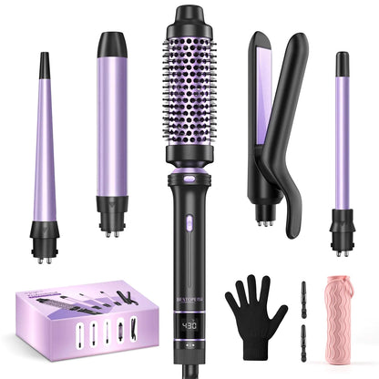5-in-1 Hairstyling Iron Set with Ceramic Plates and Curling Wands