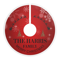 Personalized Santa Sleigh Christmas Tree Skirt – Custom Family Name Holiday Décor