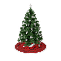 Personalized Santa Sleigh Christmas Tree Skirt – Custom Family Name Holiday Décor