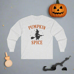“Halloween Witch Long Sleeve Tee | Cozy Pumpkin Spice Fall Fashion”