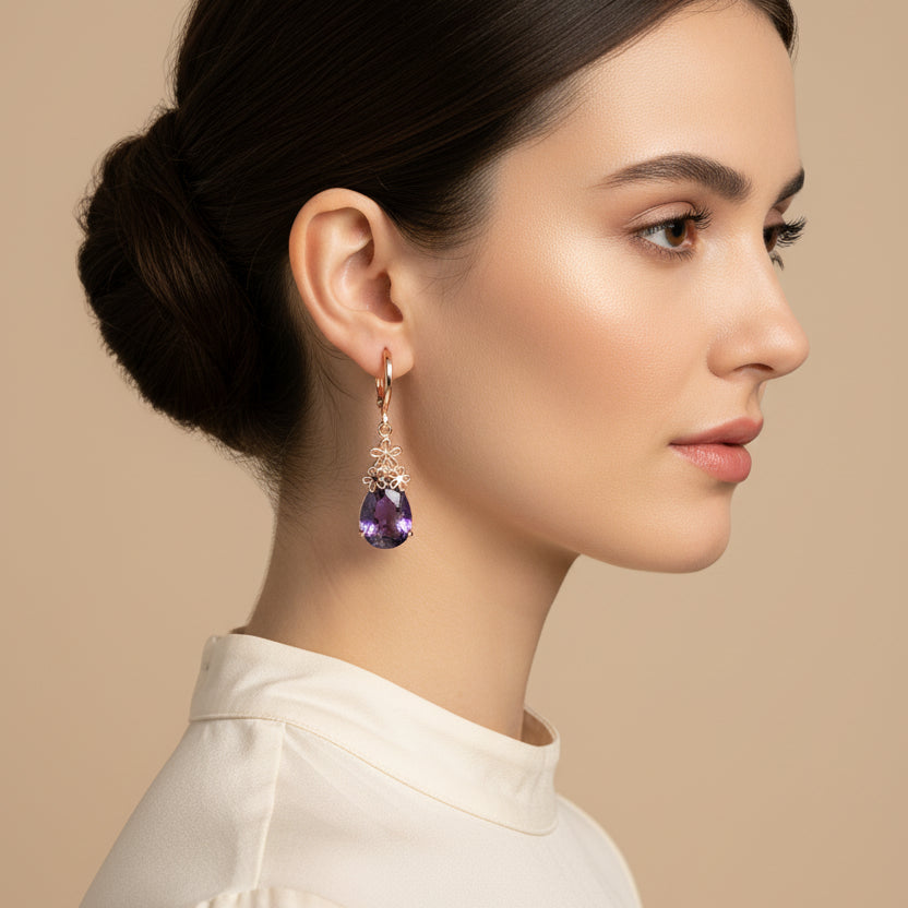 Elegant Zircon Teardrop Chinese Knot Earrings