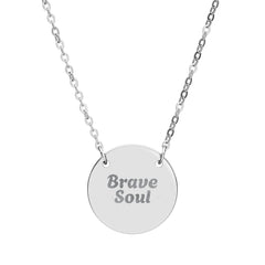 Brave Soul Black Pendant Necklace – Inspirational Engraved Gift for Women