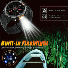 KE3 INEYES Silicone Smart Watch for Men – 3ATM Waterproof, HD Display, LED Flashlight, Sports Fitness Tracker