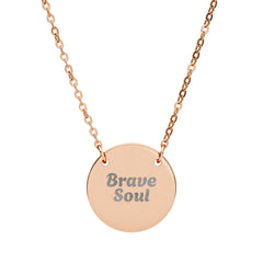 Brave Soul Black Pendant Necklace – Inspirational Engraved Gift for Women