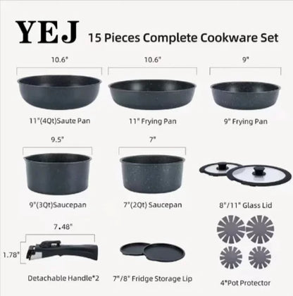 15-Piece StoneTouch Non-Stick Cookware
