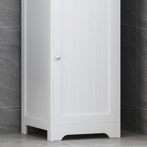 Modern White Bathroom Linen Tower Cabinet – 63" Tall with Open & Enclosed Shelves