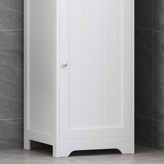 Modern White Bathroom Linen Tower Cabinet – 63" Tall with Open & Enclosed Shelves