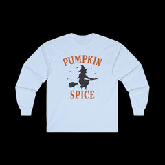 “Halloween Witch Long Sleeve Tee | Cozy Pumpkin Spice Fall Fashion”
