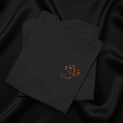 Minimal Cupid T-Shirt – Subtle Heart Illustration Cotton Tee