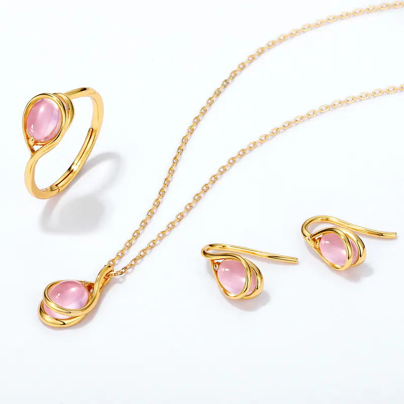 Nature's Whisper Rose Quartz Drop Earrings