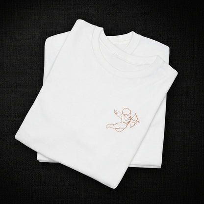 Minimal Cupid T-Shirt – Subtle Heart Illustration Cotton Tee