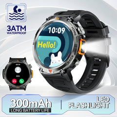 KE3 INEYES Silicone Smart Watch for Men – 3ATM Waterproof, HD Display, LED Flashlight, Sports Fitness Tracker