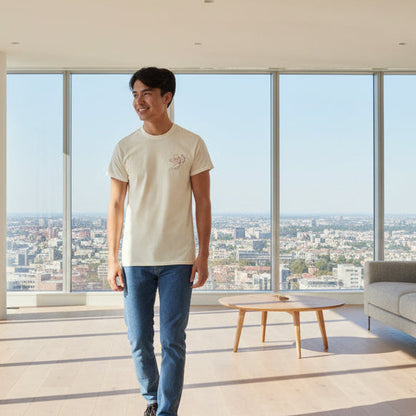 Minimal Cupid T-Shirt – Subtle Heart Illustration Cotton Tee