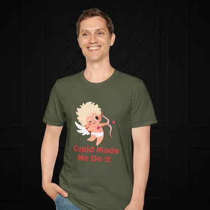 Cupid Made Me Do It T-Shirt – Funny Valentine Cupid Graphic Tee